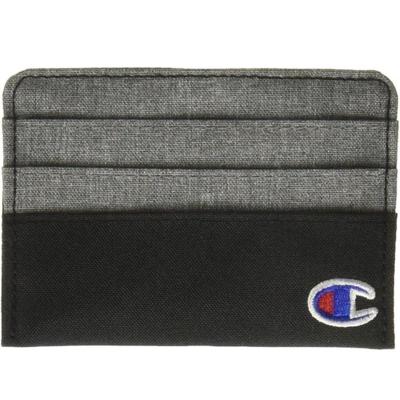 💳 Champion Mens Card Holder Wallet Grey Black Slim Minimalist ID Small Compact - Picture 1 of 2